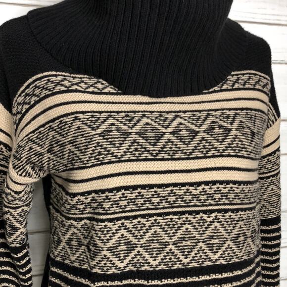 Maurices Black Tan Stripe Knit Cowl Neck Sweater Small - Picture 2 of 9